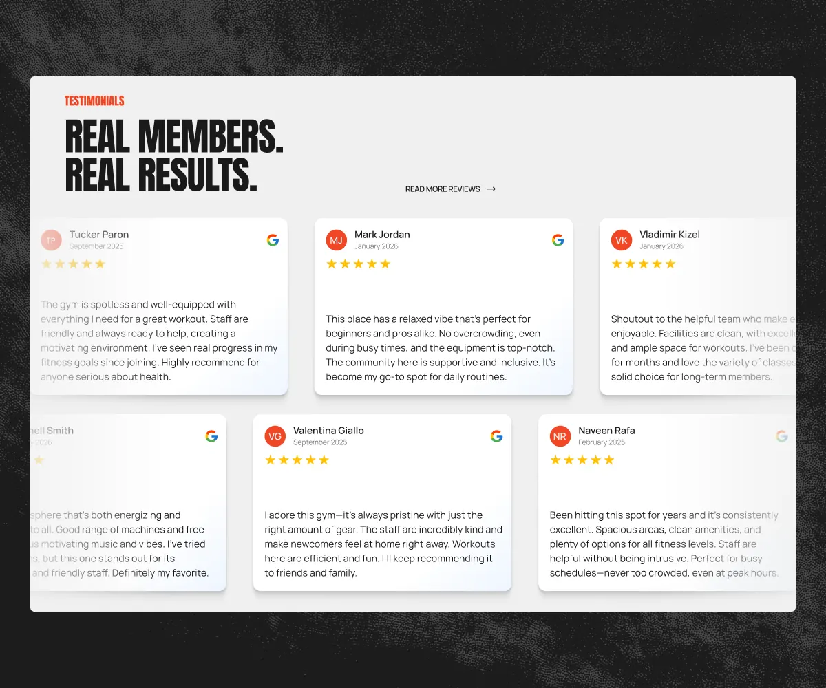 Port Credit Athletics homepage redesign frame 4