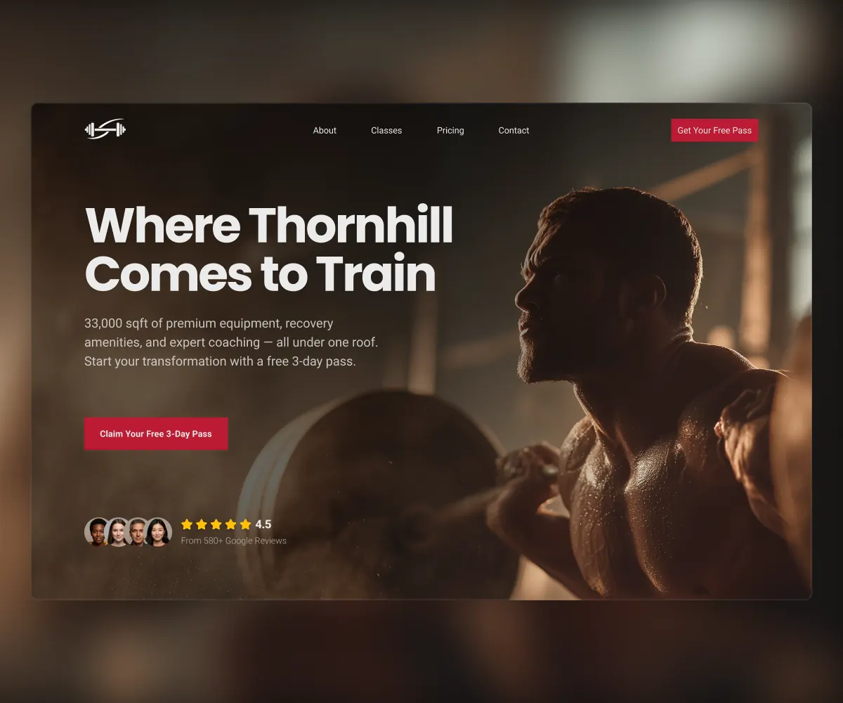 Thornhill Fitness homepage redesign