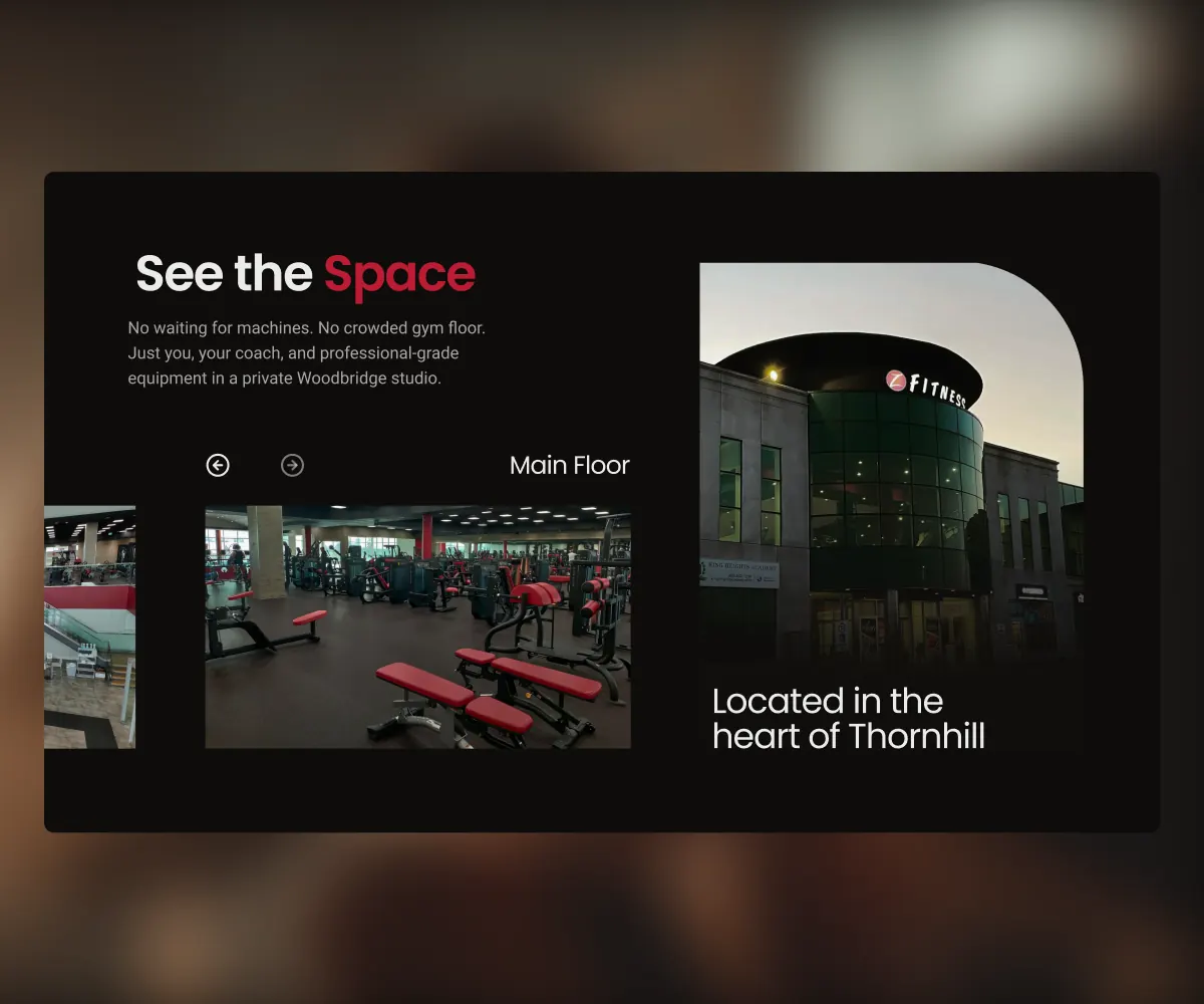 Thornhill Fitness homepage redesign frame 2