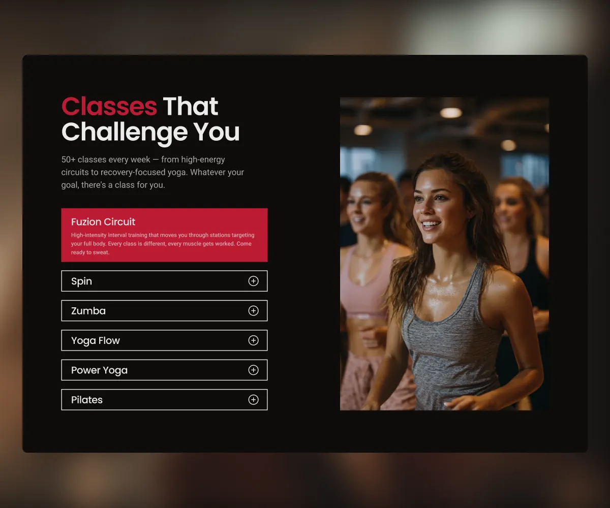 Thornhill Fitness homepage redesign frame 3