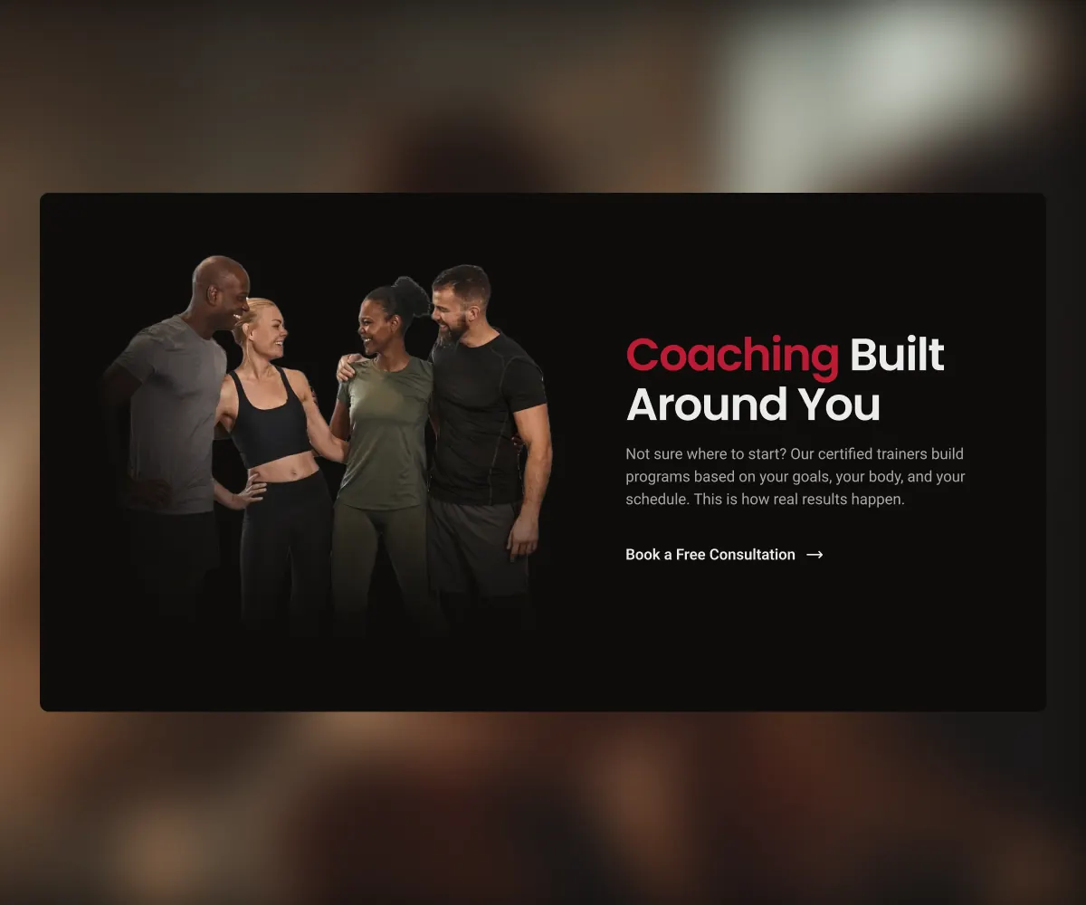 Thornhill Fitness homepage redesign frame 4